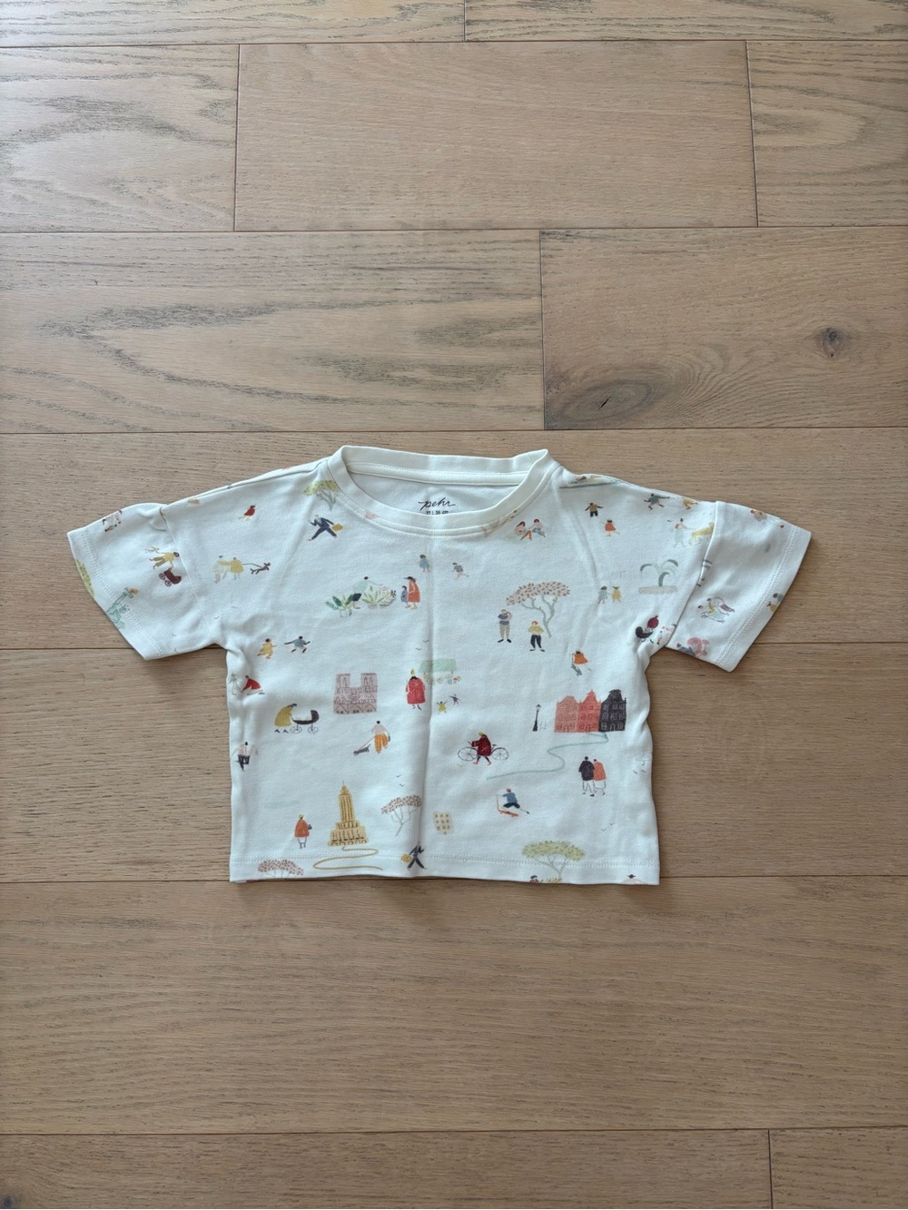 Pehr toddler ivory explore the world tee, size 2T